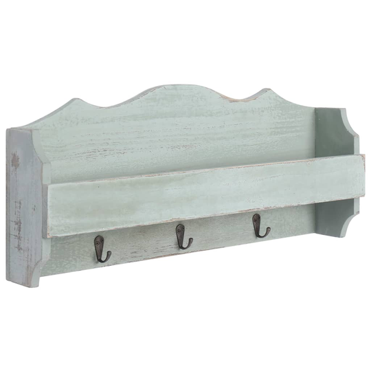 vidaXL Väggkrokar med förvaring grön 50x10x23 cm trä