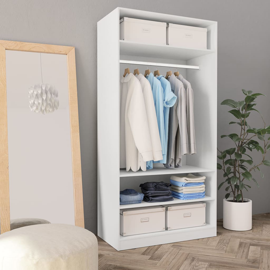 vidaXL Garderob vit 100x50x200 cm konstruerat trä