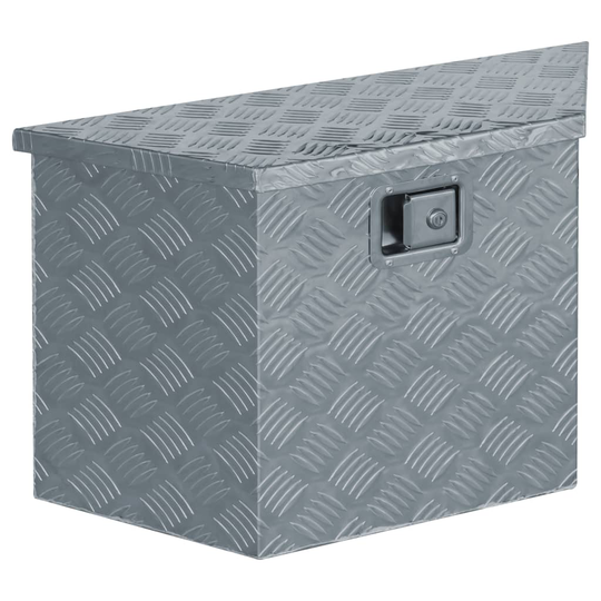 vidaXL Förvaringslåda aluminium 70x24x42 cm parallelltrapets silver