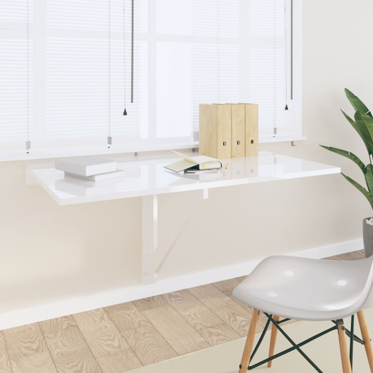 vidaXL Väggbord vit högglans 100x60x56 cm konstruerat trä