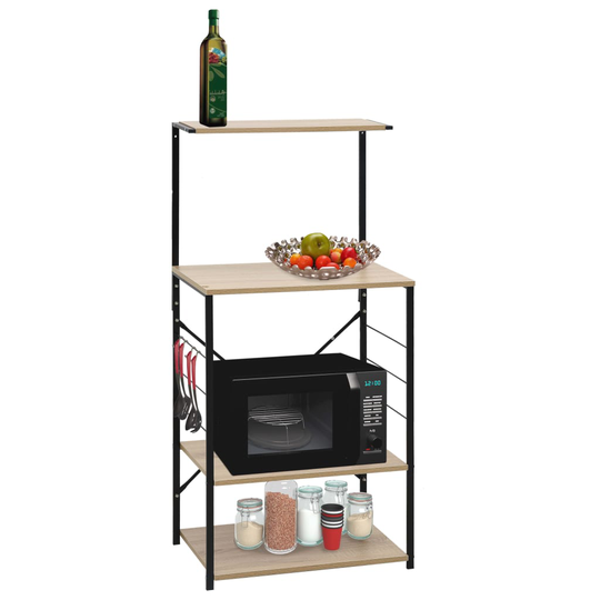 vidaXL Hylla för mikrovågsugn svart & ek 60x39,6x123 cm spånskiva