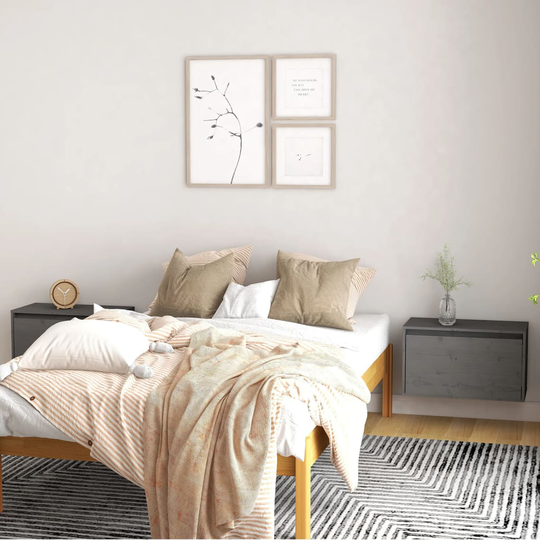 vidaXL Väggskåp 2 st 60x30x35 cm massiv furu grå
