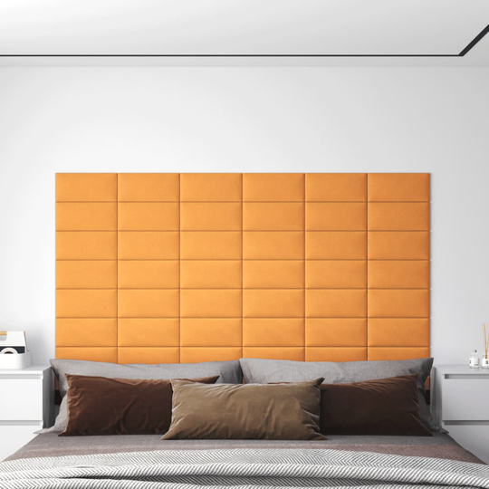 vidaXL Väggpaneler 12 st mörkgul 30x15 cm tyg 0,54 m²