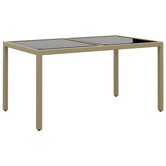 vidaXL Utebord 150x90x75 cm Härdat glas och konstrotting beige
