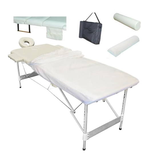 Massagebänk 3-zoner gräddvit inkl. massagetillbehör