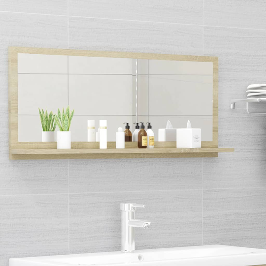 vidaXL Badrumsspegel sonoma-ek 90x10,5x37 cm spånskiva