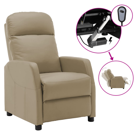 vidaXL Elektrisk reclinerfåtölj cappuccino konstläder