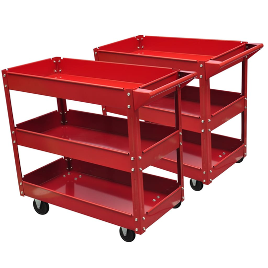 vidaXL 140157 Workshop Tool Trolleys with 3 Shelves 2 pcs