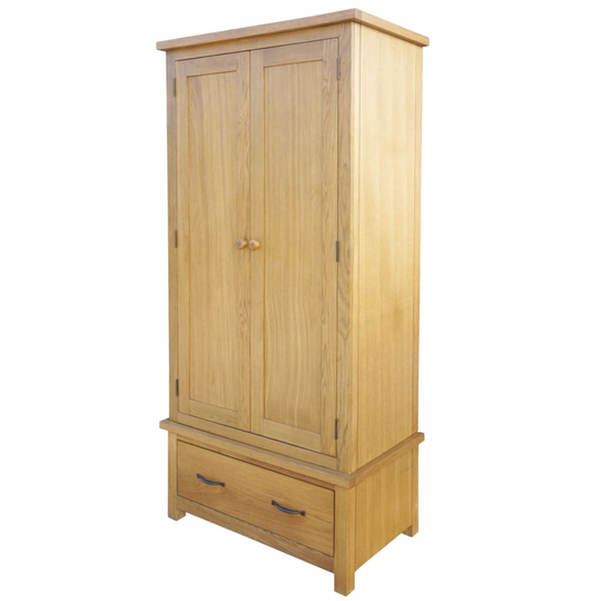 vidaXL Garderob med 1 låda 90x52x183 cm massiv ek