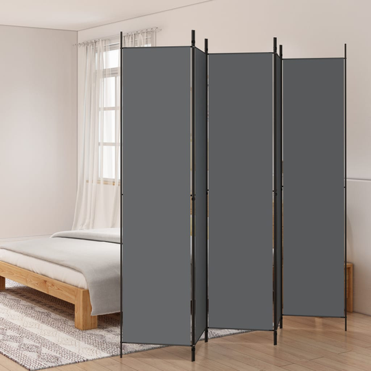 vidaXL Rumsavdelare 5 paneler antracit 250x220 cm tyg