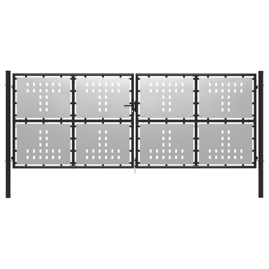 vidaXL Trädgårdsgrind stål 400x150 cm silver
