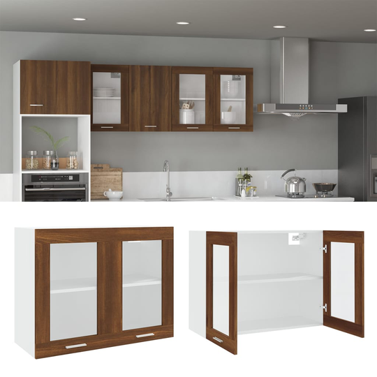vidaXL Väggskåp glas brun ek 80x31x60 cm konstruerat trä