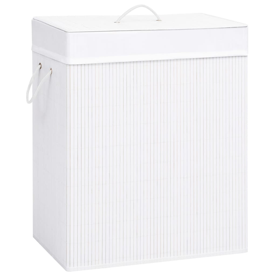 vidaXL Tvättkorg bambu vit 100 L
