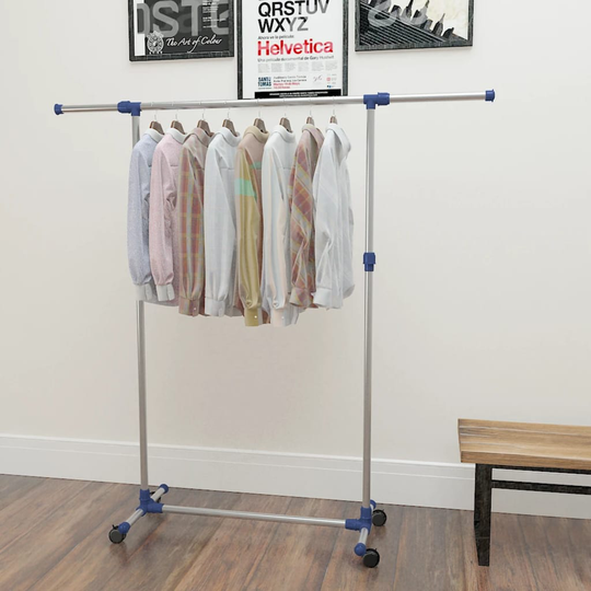 vidaXL Justerbar klädhängare rostfritt stål 165x44x150 cm silver