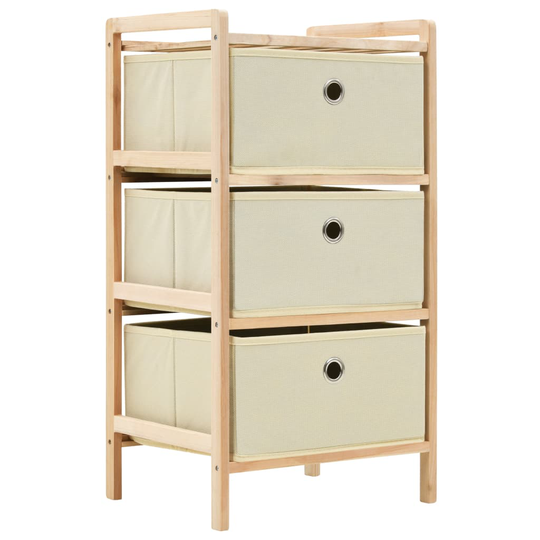 vidaXL Förvaringshylla med 3 tygkorgar cedarträ beige