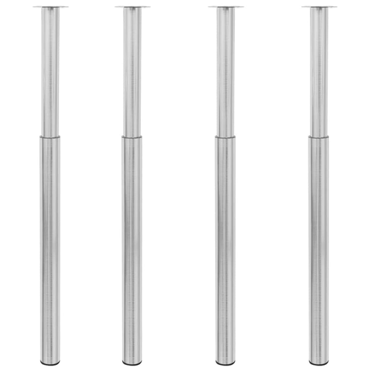 vidaXL Justerbara bordsben 4 st 710 mm-1100 mm borstad nickel