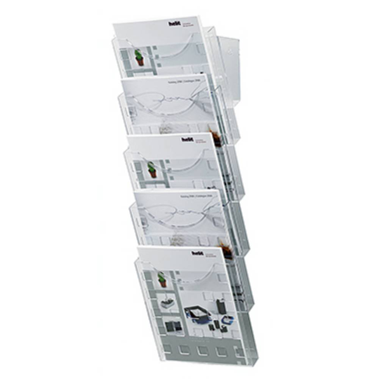 Helit Prospekthållare H6103102 Glasklar DIN A4 241 mm x 578 mm x 150 mm Ytantal 5