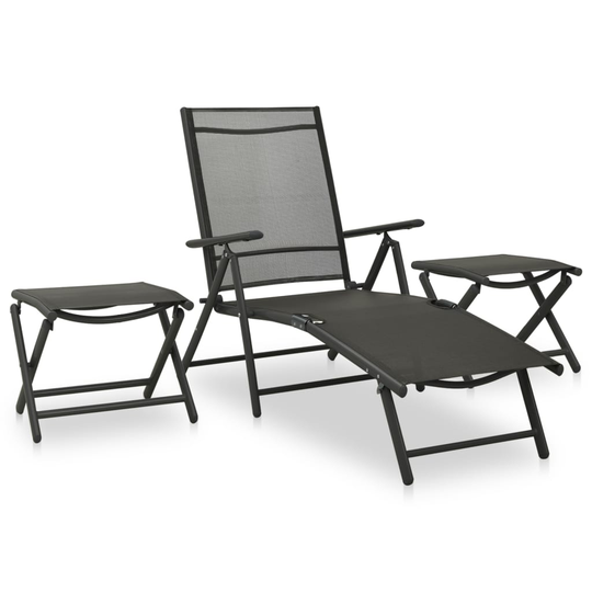 vidaXL Loungegrupp för trädgården 3 delar textilen & aluminium svart