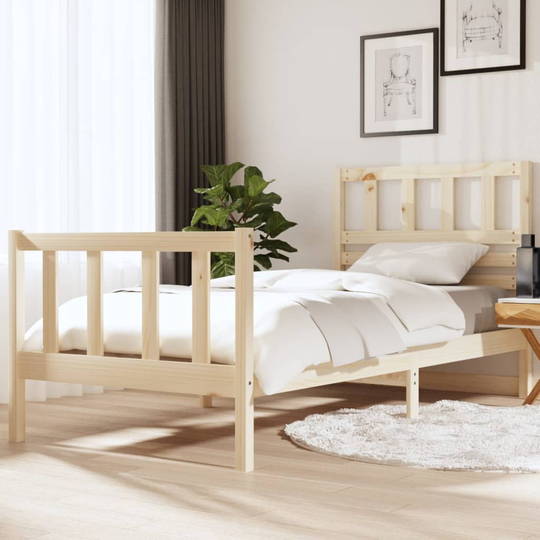 vidaXL Sängram massivt trä 90x190 cm