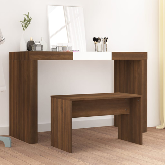 vidaXL Sminkpall brun ek 70x35x45 cm konstruerat trä