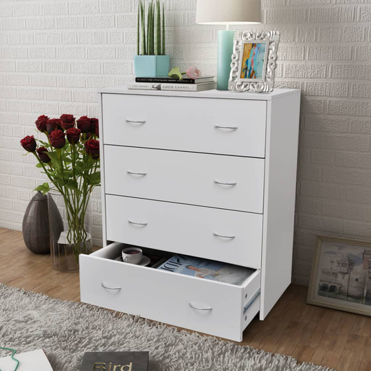 vidaXL Skänk med 4 lådor 60x30,5x71 cm vit