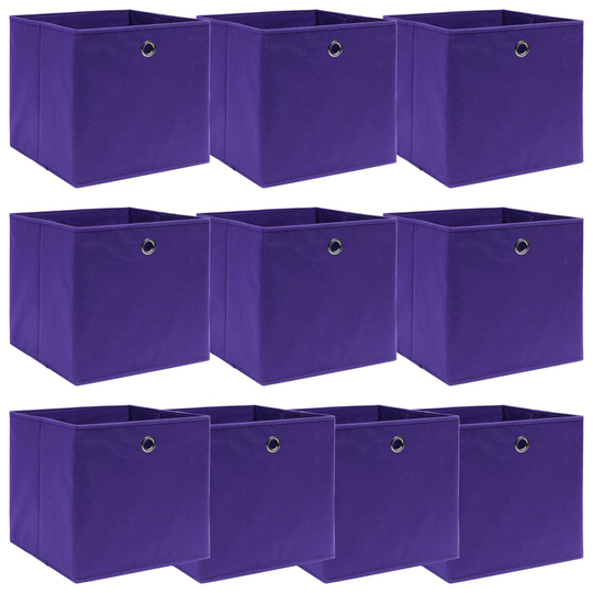 vidaXL Förvaringslådor 10 st lila 32x32x32 cm tyg