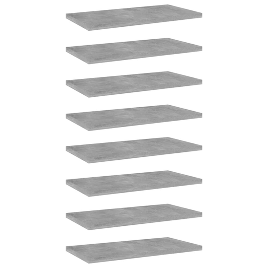 vidaXL 805147 Bookshelf Boards 8 pcs Concrete Grey 40x20x1,5 cm Engineered Wood