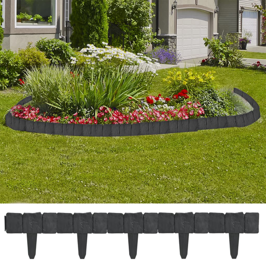 vidaXL Gräskant plast stendesign 41-pack 10 meter