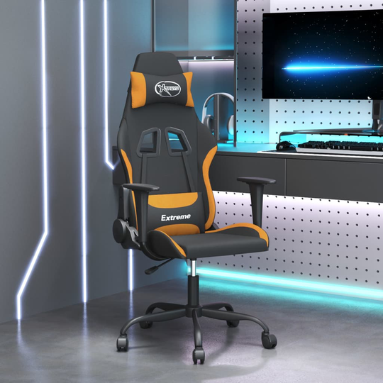 vidaXL Gamingstol med massage svart och orange tyg