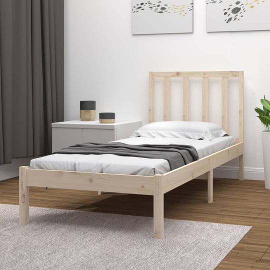 vidaXL Sängram massiv furu 75x190 cm