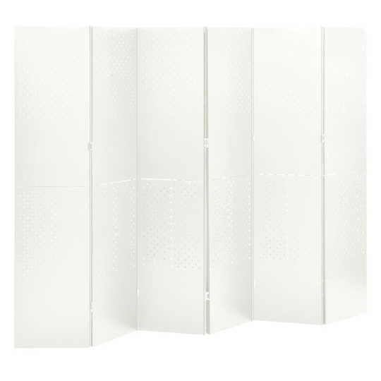 vidaXL Rumsavdelare 6 paneler vit 240x180 cm stål