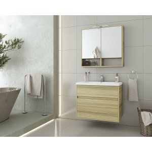 Möbelpaket Instinct 80 - Natural Oak med spegelskåp