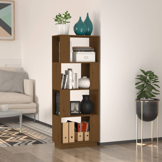 vidaXL Bokhylla/rumsavdelare honungsbrun 51x25x132cm massiv furu