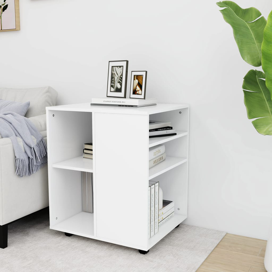 vidaXL Skåp med hjul vit 60x53x72 cm spånskiva