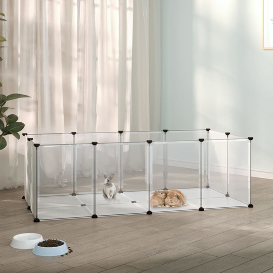 vidaXL Smådjursbur transparent 144x74x46,5 cm PP och stål