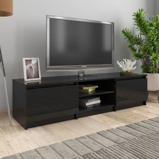 vidaXL TV-bänk svart högglans 140x40x35,5 cm spånskiva