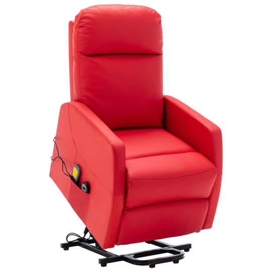 vidaXL Massagefåtölj med uppresningsfunktion röd konstläder