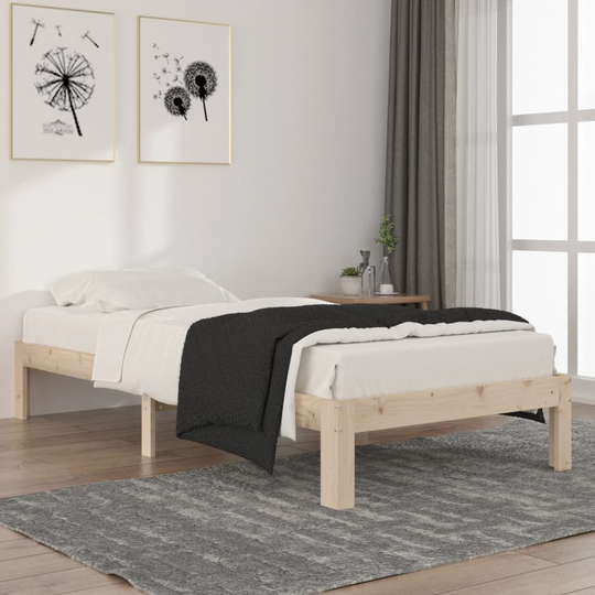 vidaXL Sängram massiv furu 90x200 cm