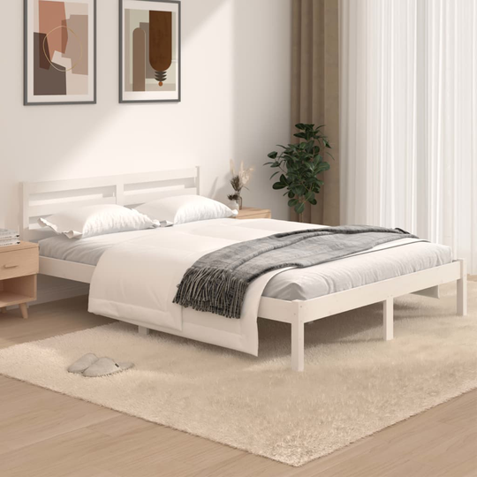 vidaXL Sängram massiv furu 120x190 cm vit 4FT