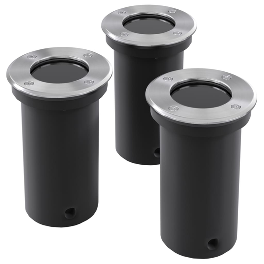 vidaXL Markbelysning rund 3-pack