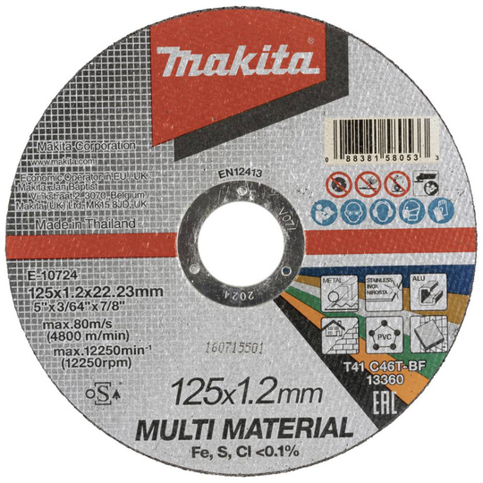 Delningsskiveset 125 mm Makita E-10724-10 10 st