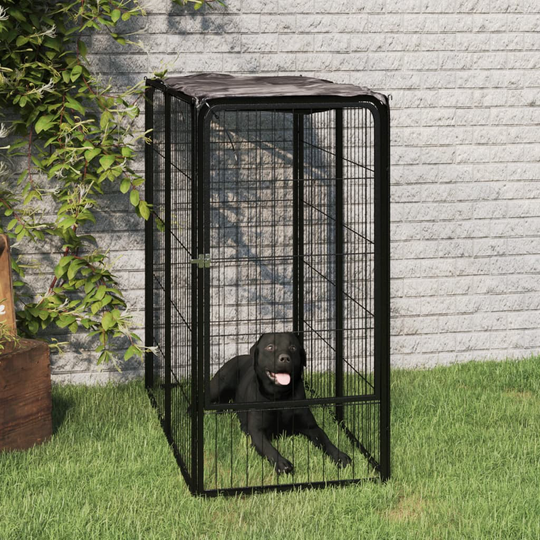 vidaXL Hundbur 6 paneler svart 50x100 cm pulverlackerat stål