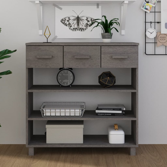 vidaXL Soffbord ljusgrå 90x35x90 cm massiv furu