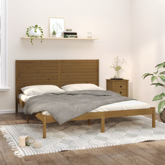 vidaXL Sängram honungsbrun massivt trä 200x200 cm