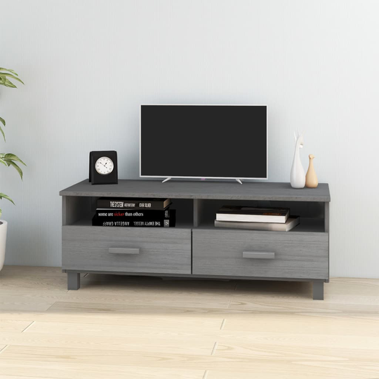 vidaXL TV-bänk mörkgrå 106x40x40 cm massiv furu