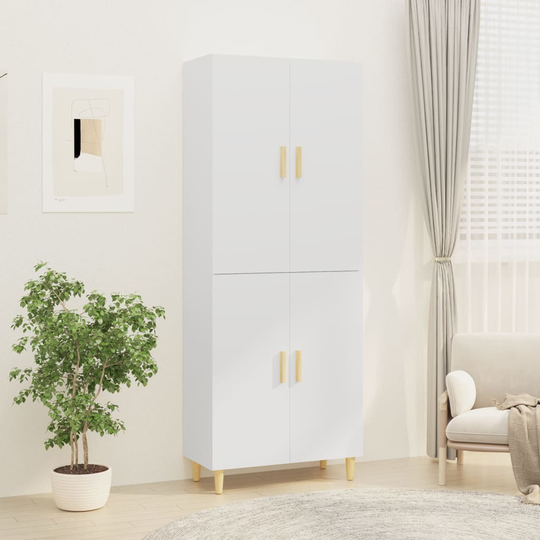 vidaXL Högskåp vit högglans 70x34x180 cm konstruerat trä