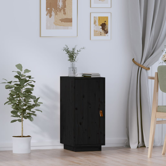 vidaXL Skåp svart 34x40x75 cm massiv furu