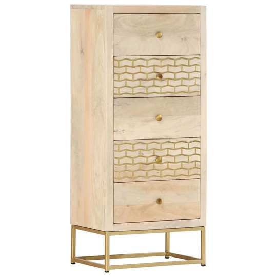 vidaXL Byrå guld 45x30x105 cm massivt mangoträ