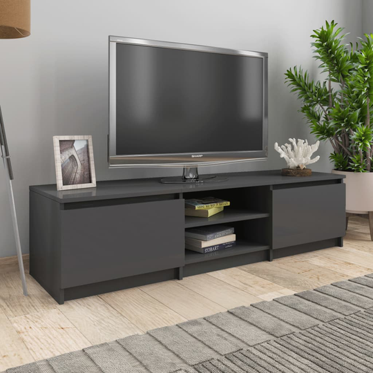 vidaXL TV-bänk grå högglans 140x40x35,5 cm spånskiva