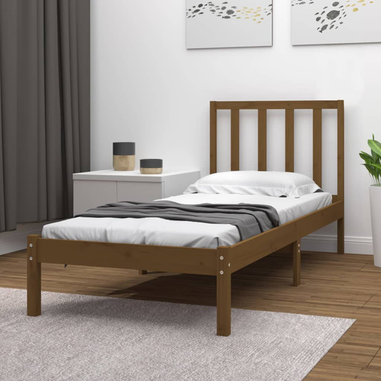vidaXL Sängram honungsbrun massiv furu 90x200 cm